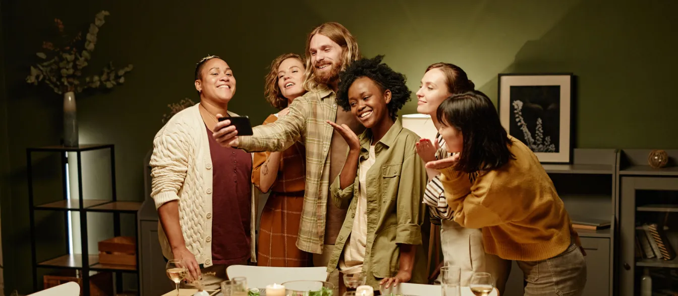 Group of medical travelers celebrating Thanksgiving